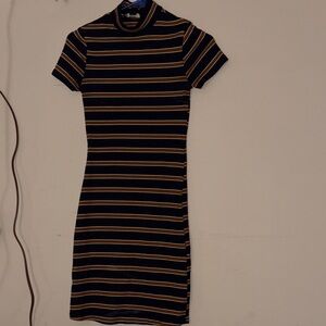 Forever 21 Black and Gold Striped Mini Dress